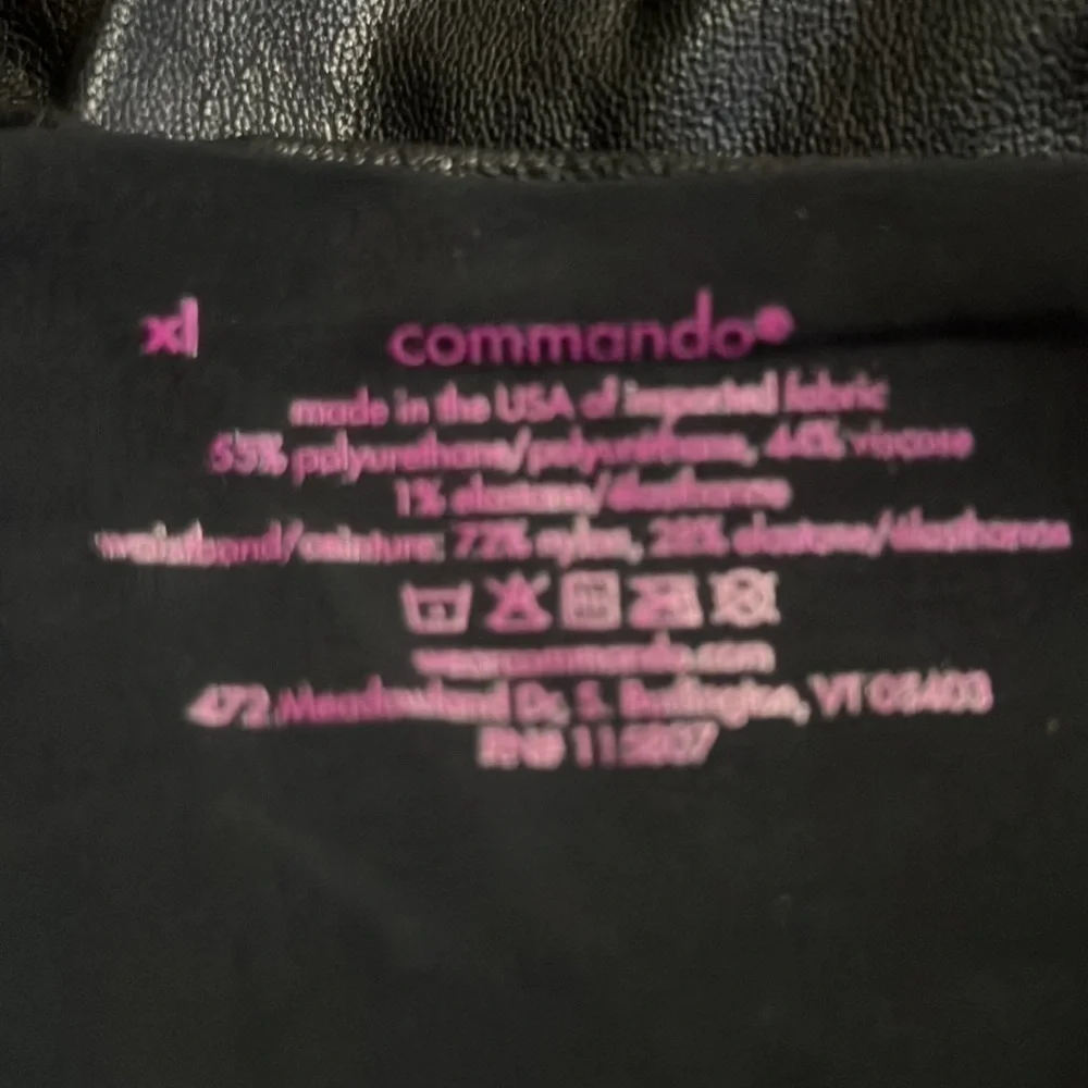 Commando SLG06 Black Faux Leather Leggings Size Extra Large XL